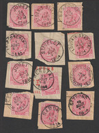 N°38 - Effigie De S.M. Léopold II - Petit Lot De 12 Timbres/Fragment - Belles Oblitérations Divers - 1883 Leopold II