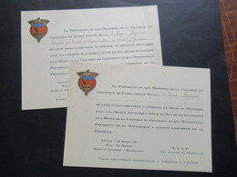 Dekorative Karten / 2x Einladung Paris 10.12.1931 Le President Et Les Membres De La Chambre De Commerce De Paris - Tickets D'entrée