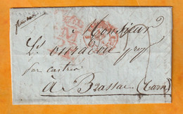 1841 -  Marque Postale M Couronné En Rouge De Madrid Sur Lettre Pliée En Français Vers Brassac, Tarn, France - ...-1850 Préphilatélie