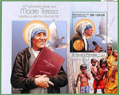 A3200 - SAO TOME & PRINCIPE, ERROR MISSPERF Souvenir S: 2019 Mother Teresa, Dove - Mother Teresa