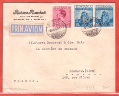 ROUMANIE LETTRE DE 1938 DE BANEASA POUR ROUBAIX FRANCE - Poststempel (Marcophilie)