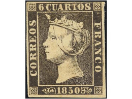 SPAIN: ISABEL II. 1850. 6 CUARTOS BLACK - Unclassified