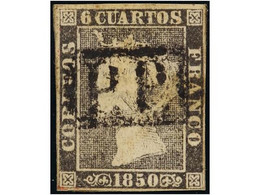 SPAIN: ISABEL II. 1850. 6 CUARTOS BLACK - Sin Clasificación
