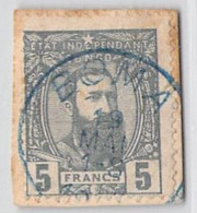 Congo Belge - 1887 - COB 12 5F Gris Sur Fragment De Lettre  Oblitération Bleue BOMA - Cote )) COB 2022 - Rare - 1884-1894