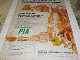 ANCIENNE PUBLICITE EXPO OSAKA AVEC PAKISTAN INTERNATIONAL AIRLINE  1970 - Pubblicità