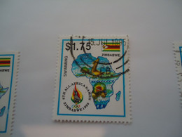 ZIMBABWE  USED  STAMPS SPORTS  MAP    AFRICAN  1995 - Zimbabwe (1980-...)