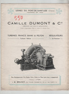 Camille Dumont Ingénieur Arts Et Manufactures Usines Pont De Saint Uze Turbines Banki Pelton - Otros & Sin Clasificación