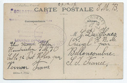 C SMB De LOURDES/1917 + FOYER DU SOLDAT BELGE + Griffe Linéaire Pour Orival (HMB) - Army: Belgium