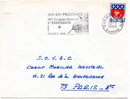 BOUCHES Du RHONE - Dépt N° 13 = AIX En PROVENCE 1968 = FLAMME Codée =  SECAP Illustrée ' 60e Congrès D' ESPERANTO ' - Esperanto