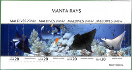 A2215 - MALDIVES - ERROR: MISPERF, Miniature Sheet -2019 Manta Rays, Marine Life - Meereswelt