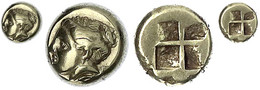 Hekte (1/6 Stater) ELEKTRON 387/326 V. Chr. Mädchenkopf L./Quadratum Inkusum. 2,52 G.sehr Schön. Bodenstedt 90g. - Griekenland