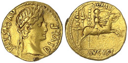 Aureus 8 V. Chr. Lugdunum. Belorbeerter Kopf R./C CAES AVGVST. Gaius Caesar Zu Pferd R. Im Galopp, Links Standarten. 7,8 - Andere & Zonder Classificatie