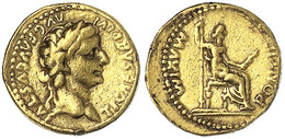 Aureus 14/37. Bel. Kopf R./PONTIF MAXIM. Livia Sitzt R. 7,76 G.sehr Schön, Kaum Sichtbare Henkelspur. RIC 27. - Andere & Zonder Classificatie