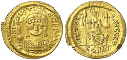 Solidus 565/578. Constantinopel, 9. Offizin. 4,45 G.vorzüglich/Stempelglanz, Kl. Prüfspur Am Rand. Sommer 5.2. Sear 345. - Byzantium