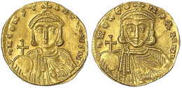 Solidus 720/741. Brb. Leo/Brb. Constantin. 4,44 G.vorzüglich/Stempelglanz, Prachtexemplar. Ratto 1735. Sear 1504. - Byzantium