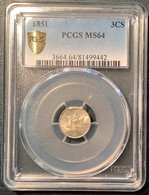 USA 1851 3 Cents PCGS MS64 (US Coin Mint State États-Unis Monnaie Crypto Bitcoin - 2, 3 & 20 Cent