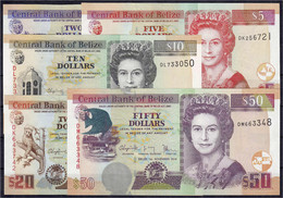 5 Scheine Zu 2, 5, 10, 20 U. 50 Dollars 2007-2014. Pick 66c, 67d, 68d, 69d, 70e. - Belize