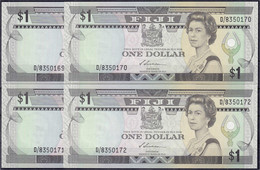 4 X 1 Dollar O.D. (1987). Fortlaufende KN. D/8350169 - D/8350172.I. Pick 86a. - Fiji
