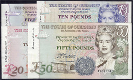 4 Scheine Zu 5, 10, 20 U. 50 Pounds 1995-1996. I- Bis II+ Pick 56b, 57, 58c, 59. - Guernsey