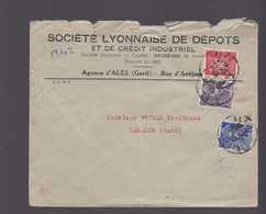 Type Pétain Et Mercure  Perforés Société Lyonnaise De Credits Alès (Gard) Pour Lasalle - Other & Unclassified