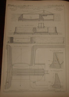 Plan D'un Bateau Porte De 30m Des Docks De Birkenhead Près De Liverpool.1865. - Arbeitsbeschaffung
