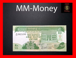 MAURITIUS  10 Rupees 1985  P. 35   "	 With Green UV Printing Prefix A/52 To A/90"   XF - Mauricio