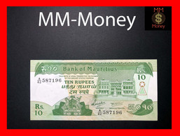 MAURITIUS  10 Rupees 1985  P. 35   "	 With Green UV Printing Prefix A/52 To A/90"   XF - Mauritius