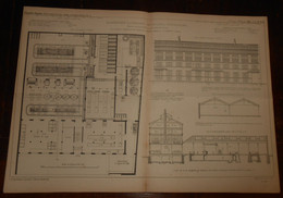 Plan De La Blanchisserie De La Compagnie Immobilière à Courcelles Près De Paris.1865. - Andere Pläne