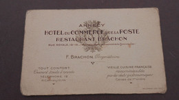 Hotel Du Commerce Et De La Poste / Restaurant Brachon / Annecy / Haute Savoie / 74 - Visiting Cards