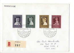 30064 - Cover R Liechtenstein Vaduz 10 Jahre Rotes Kreuz Vaduz 14.12.55 Pour New York N§ Zst 282-255 FDC - Brieven En Documenten