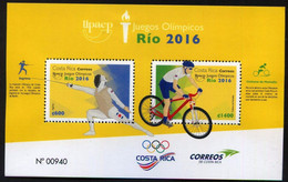 Olympische Spelen  2016 , Costa Rica - Blok Postfris - Estate 2016: Rio De Janeiro