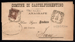 1900: Piego Cent. 1 Tariffa Stampe Ridotta Per Sindaci Da Castelfiorentino, Affrancatura Rara - Marcofilía