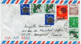 JAPON LETTRE PAR AVION DEPART TOTSUKA 7-II-77 POUR LA FRANCE - Storia Postale