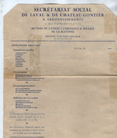 VP19.552 - 192?- Papier Lettre Vierge Du Secrétariat Social De LAVAL & De CHATEAU - GONTIER - Union Catholique & Sociale - Religion &  Esoterik