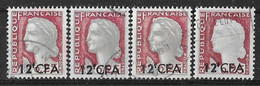 1961/1965 - Marianne De Decaris CFA Variétés 4 Nuances - Y&T N° 350 Oblitérés - Gebruikt