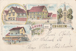 Gruss Aus Jebsheim - Epicerie Bossert - Restauration Zum Stern - J. Oberlin - Bahnhof - Litho - Otros Municipios