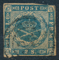 Denmark Danemark Danmark 1855: 2sk Blue Imperf, Fine Used, AFA 3 (DCDK00291) - Oblitérés