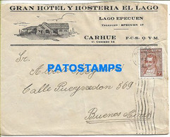 185490 ARGENTINA CARHUE HOTEL Y HOSTERIA EL LAGO COVER CANCEL CIRCULATED TO BUENOS AIRES NO POSTAL POSTCARD - Sin Clasificación