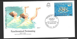 New Caledonia 1992 260 Fr Synchronised Swimming Barcelona Summer Olympics FDC Unaddressed - Covers & Documents