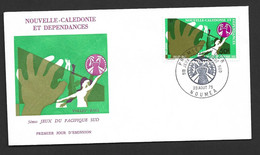 New Caledonia 1975 South Pacific Games 24 Fr & 50Fr Singles On 2 FDC 's Unaddressed - Covers & Documents