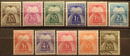 3336 - 1943/1946 - ANDORRE FR. - TIMBRES TAXE - SERIE COMPLETE N°21 à 31 NEUFS**(4t)/*(6t)/☉(1t) - Cote (2020) : 33,00 € - Neufs