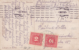 ÖSTERREICH NACHPORTO 1915 - 2 X 10 Heller Nachporto Auf Künstlerkarte Als K.K.Feldpost Gelaufen - Abarten & Kuriositäten