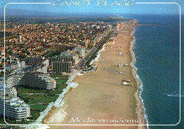 9932 CANET SAINT NAZAIRE Vue Aérienne De La Plage,  Au Loin Le Port        (recto-verso) 66 Pyrénées Orientales - Canet En Roussillon