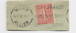 N° 199 FRAGMENT MEC KRAG VICHY FRANCE QUEEN OF SPAS GOLF TENNIS POLO VICHY 10.V.30 ALLIER - Mechanical Postmarks (Advertisement)