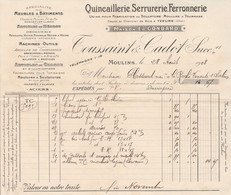 FACTURE ED. GONDARD QUINCAILLERIE à MOULINS ALLIER 1908 - 1900 – 1949