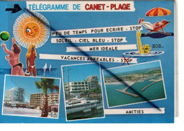Canet Plage (66) Souvenir . Télégramme De Canet Plage , Multi Vue Et Illustrations - Canet Plage