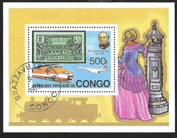 CONGO - 1979 - SIR ROWLAND HILL  - FOGLIETTO - USATO (YVERT BF 19 - MICHEL BL 19) - Rowland Hill