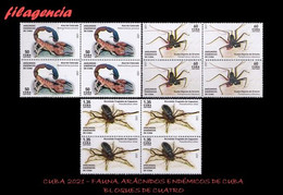 CUBA. BLOQUES DE CUATRO. 2021-09 FAUNA. ARÁCNIDOS ENDÉMICOS DE CUBA - Nuovi