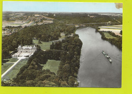 78 ROSNY Sur SEINE Vue Aérienne La Seine Et Le Château Train De Péniches - Rosny Sur Seine