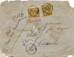 1883- Enveloppe CHARGE ( 250 F. )  De DUCEY ( Manche) Cad T16 Affr. Sage N° 93 X 2 Pour Vire ( Calvados ) - 1877-1920: Semi-moderne Periode